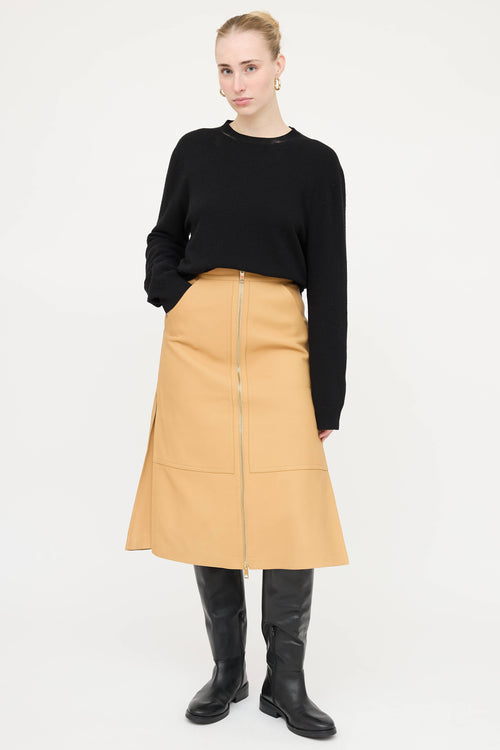 Burberry Leather Zip Skirt