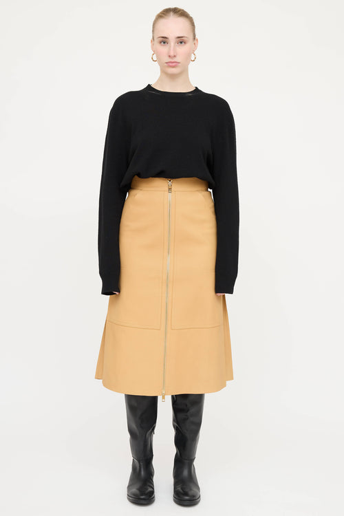 Burberry Leather Zip Skirt