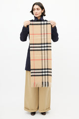 Burberry Beige & Multi Cashmere Check Scarf