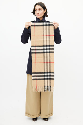 Burberry Beige & Multi Cashmere Check Scarf