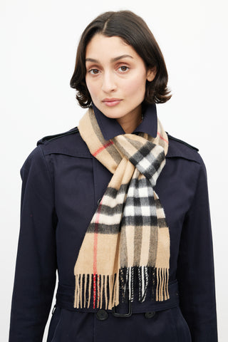 Burberry Beige & Multi Cashmere Check Scarf