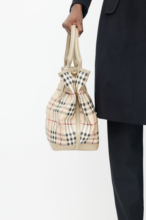 Burberry Beige & Multi Haymarket Check Shoulder Bag