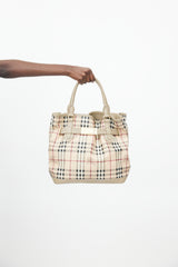 Burberry Beige & Multi Haymarket Check Shoulder Bag
