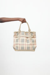 Burberry Beige & Multi Haymarket Check Shoulder Bag