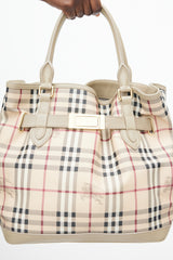 Burberry Beige & Multi Haymarket Check Shoulder Bag