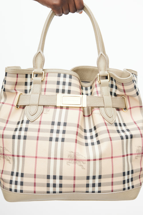 Burberry Beige & Multi Haymarket Check Shoulder Bag