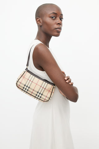 Burberry Beige & Multi Haymarket Check Wristlet