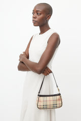 Burberry Beige & Multi Haymarket Check Wristlet
