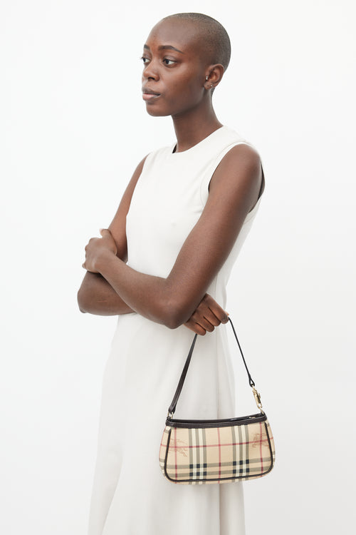 Burberry Beige & Multi Haymarket Check Wristlet