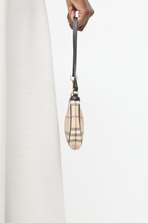 Burberry Beige & Multi Haymarket Check Wristlet