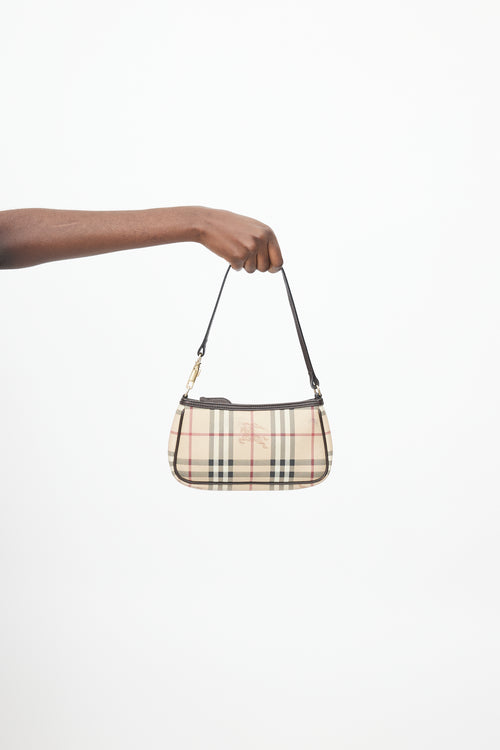 Burberry Beige & Multi Haymarket Check Wristlet
