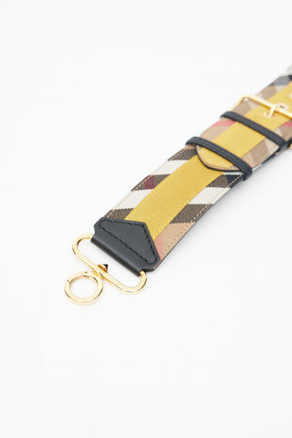 Burberry Beige & Multi Leather Check Wide Bag Strap