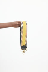 Burberry Beige & Multi Leather Check Wide Bag Strap