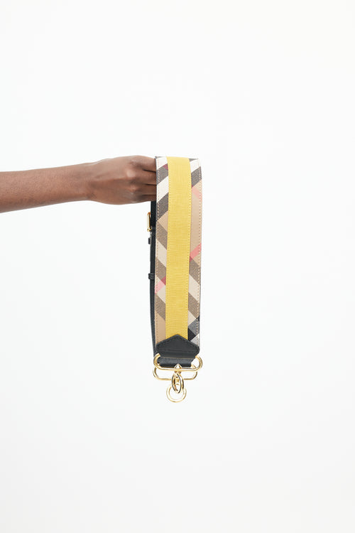 Burberry Beige & Multi Leather Check Wide Bag Strap