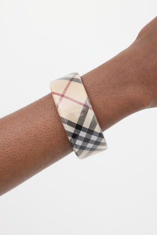 Burberry Beige & Multi Nova Check Cuff Bracelet