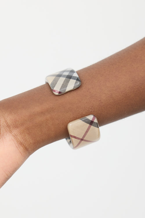 Burberry Beige & Multi Nova Check Cuff Bracelet