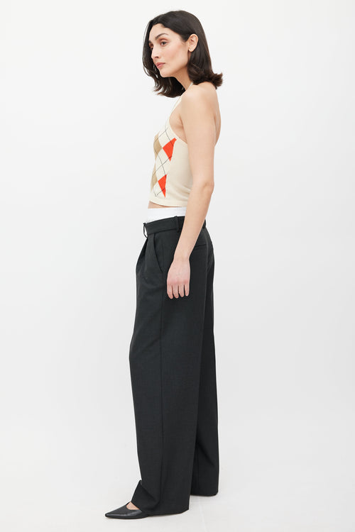 Burberry Beige & Multicolour Argyle Halter Top