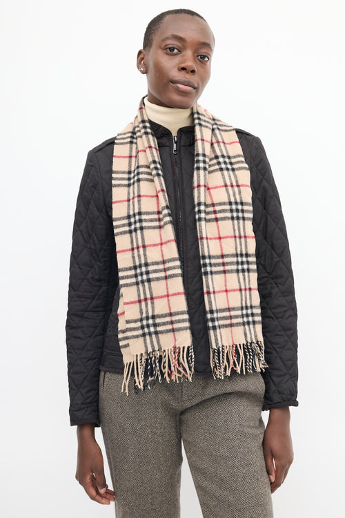 Burberry Beige & Multicolour Cashmere Nova Check Scarf