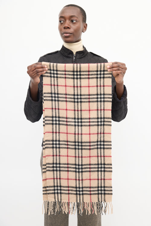 Burberry Beige & Multicolour Cashmere Nova Check Scarf