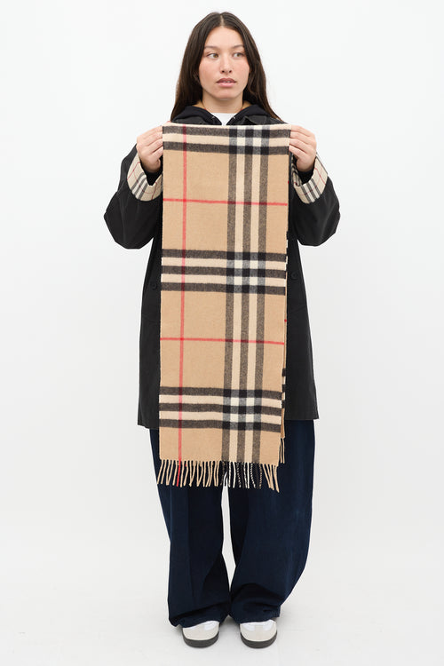 Burberry Beige & Multicolour Cashmere Nova Check Scarf