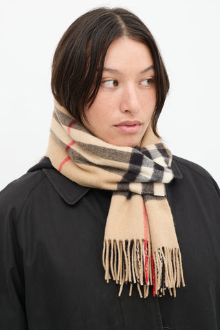 Burberry Beige & Multicolour Cashmere Nova Check Scarf