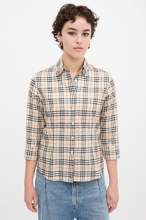 Burberry Beige & Multicolour Cotton Novacheck Shirt