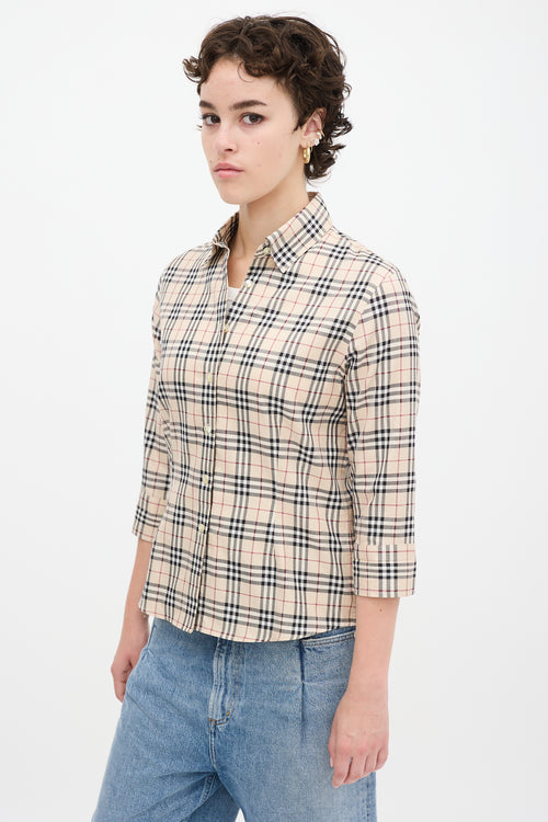 Burberry Beige & Multicolour Cotton Novacheck Shirt