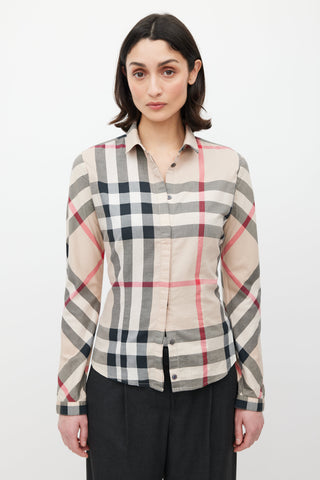 Burberry Beige & Multicolour Nova Check Shirt