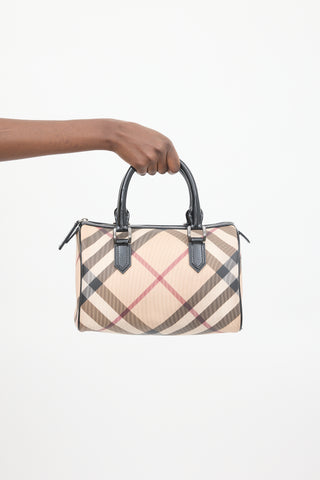 Burberry Beige & Multicolour Novacheck Bowling Bag