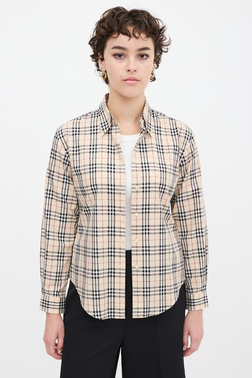 Burberry Beige & Multicolour Nova Check One Pocket Shirt