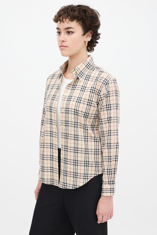 Burberry Beige & Multicolour Nova Check One Pocket Shirt