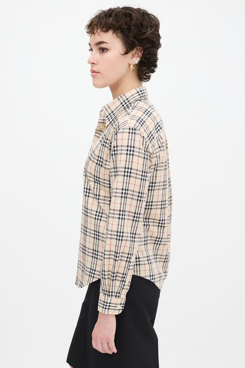 Burberry Beige & Multicolour Nova Check One Pocket Shirt