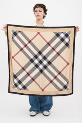 Burberry Beige & Multicolour Silk Nova Check Scarf