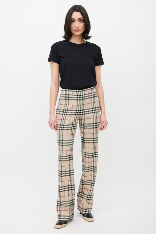 Burberry Beige & Multicolour Wool Nova Check Trouser