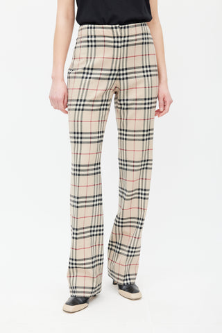 Burberry Beige & Multicolour Wool Nova Check Trouser