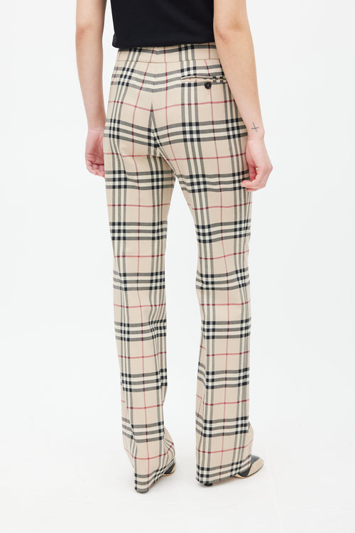 Burberry Beige & Multicolour Wool Nova Check Trouser