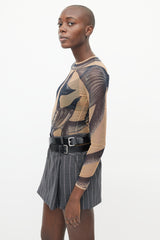 Burberry Beige & Navy Mermaid Tail Print Bodysuit