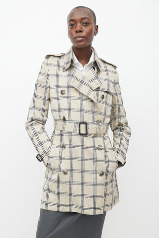 Burberry Beige Nova Check Belted Trench Coat