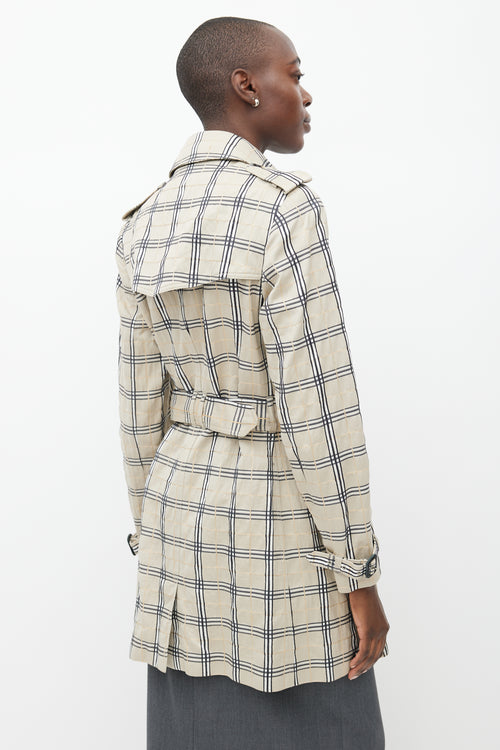 Burberry Beige Nova Check Belted Trench Coat