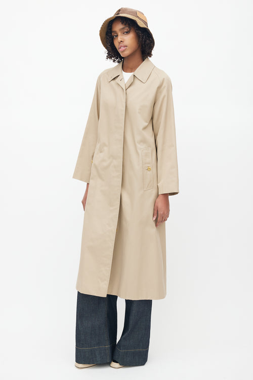 Burberry Beige Nova Check Lined Trench Coat