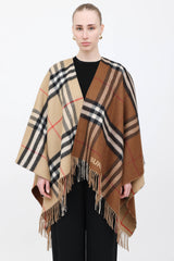 Burberry Nova Check Logo Wool Cape