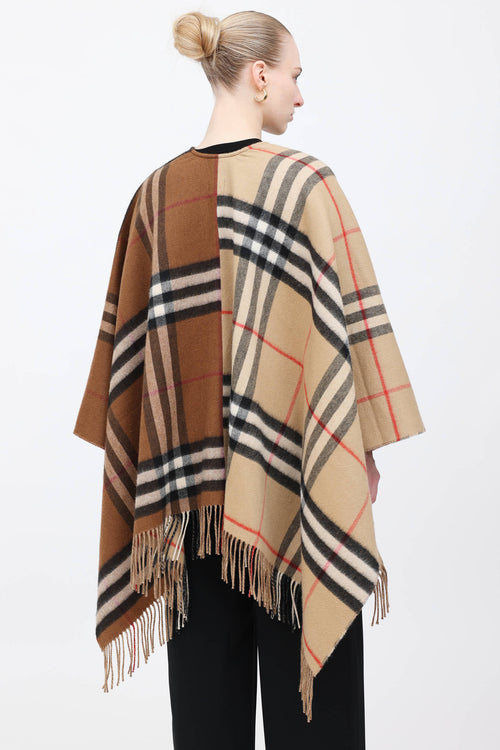 Burberry Nova Check Logo Wool Cape