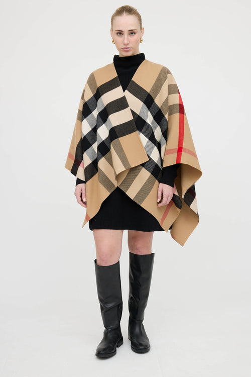 Burberry Wool Nova Check Cape
