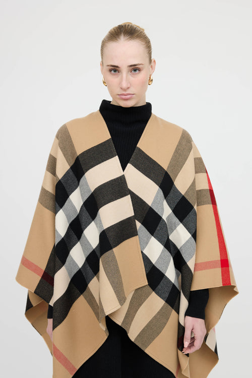 Burberry Wool Nova Check Cape
