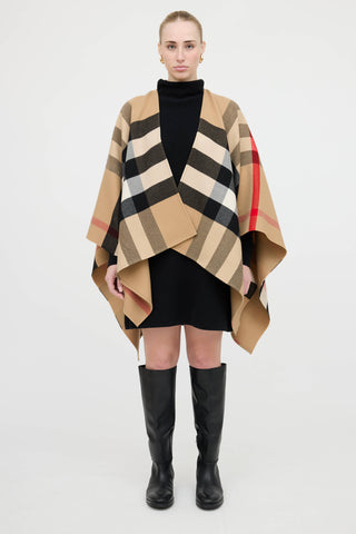 Burberry Wool Nova Check Cape