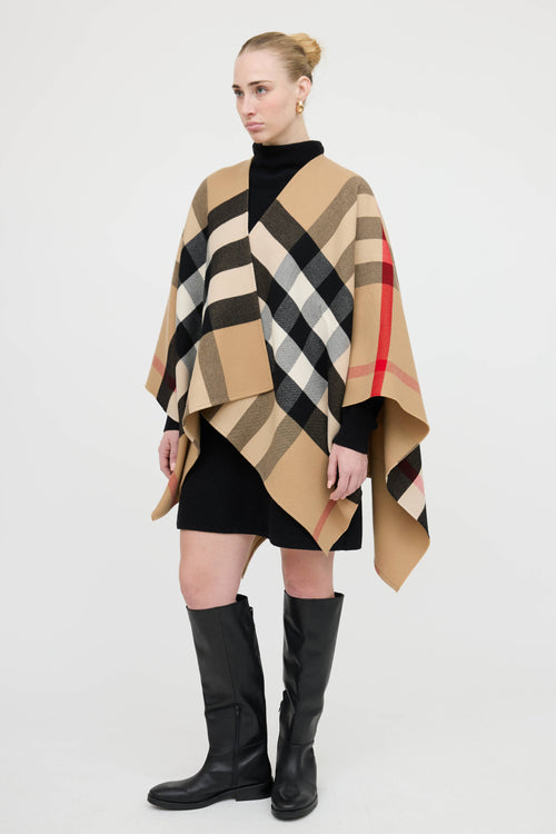 Burberry Wool Nova Check Cape