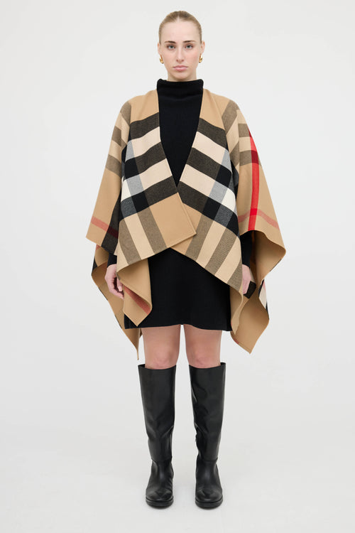 Burberry Wool Nova Check Cape