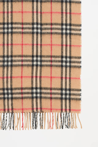 Burberry Vintage House Check Fringe Scarf