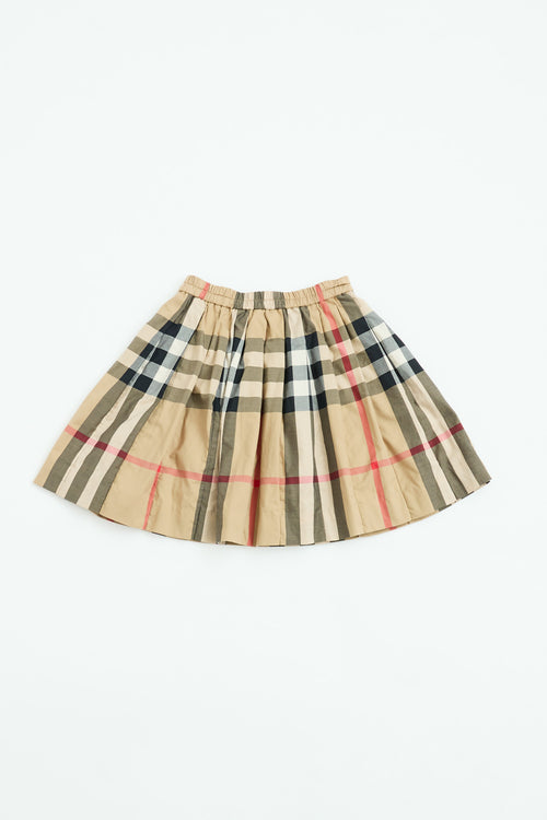 Burberry Kids Pleated Nova Check Skirt