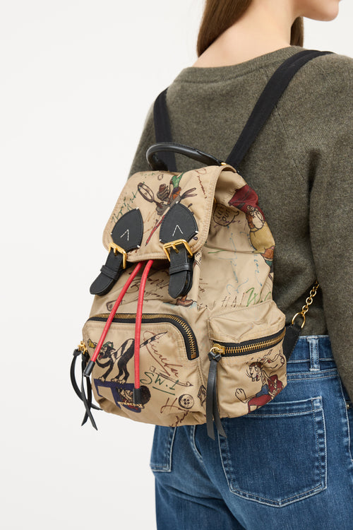 Burberry Beige & Multicolour Nylon Cartoon Backpack